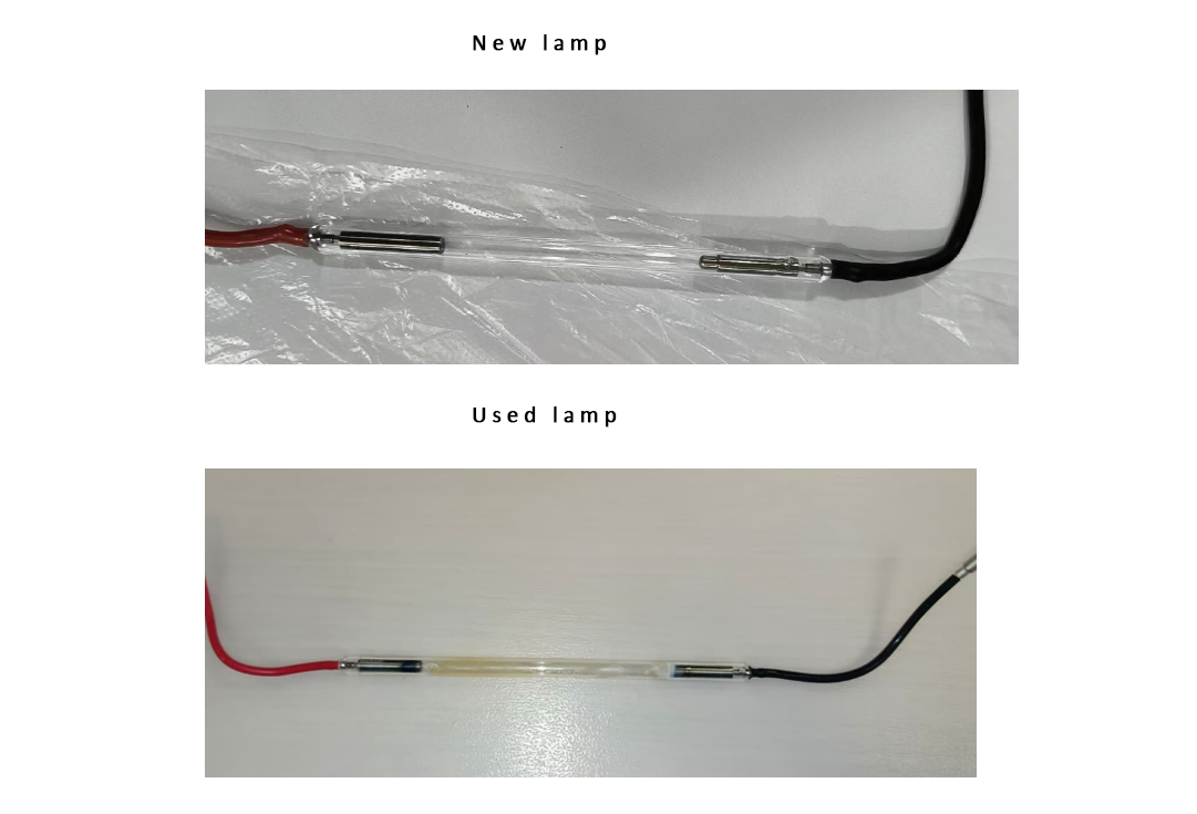 New vs worn IPL xenon lamp comparison
